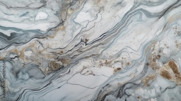 Fototapeta Abstract background in natural marble with gold paint. Generative AI