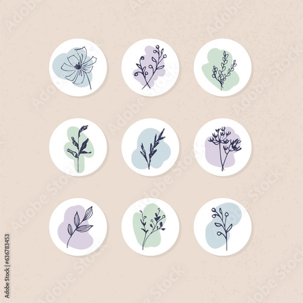 Fototapeta Simple plant abstract shape highligh cover vector collection