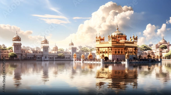 Obraz He admired the golden temple, richly adorned with intricate detailing.