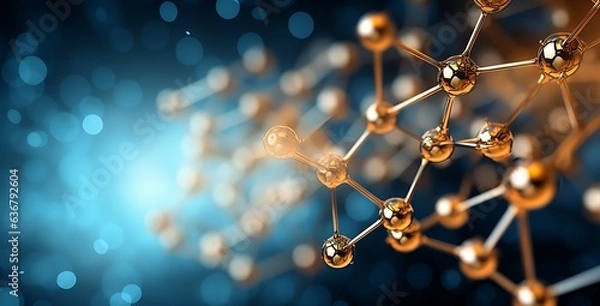 Fototapeta Molecule abstract background, 3d render, 3d illustration