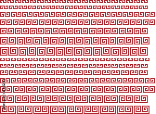 Fototapeta 雷文風マークのベクターイラストセット（中国風ラーメンマーク、中華風マーク）