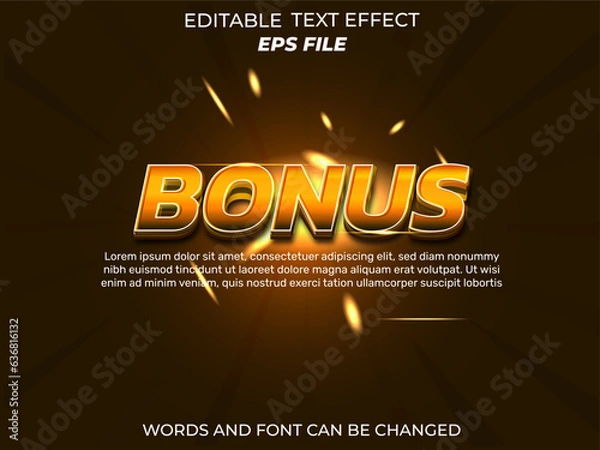 Fototapeta bonus 3d text effect, text style, editabled. vector template