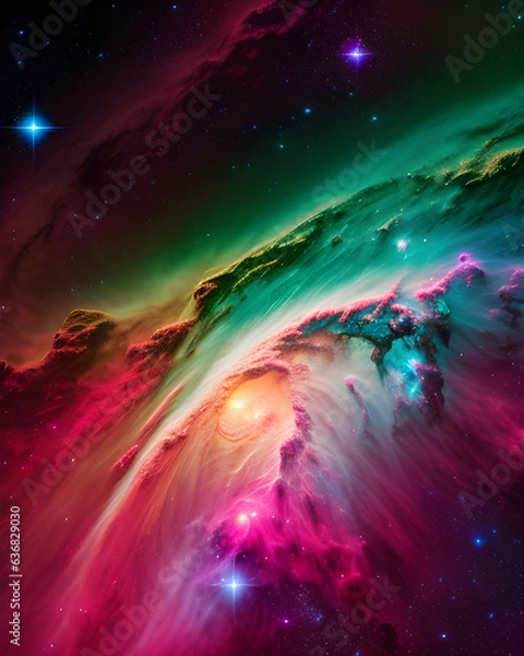 Fototapeta Detailed colorful space with nebula