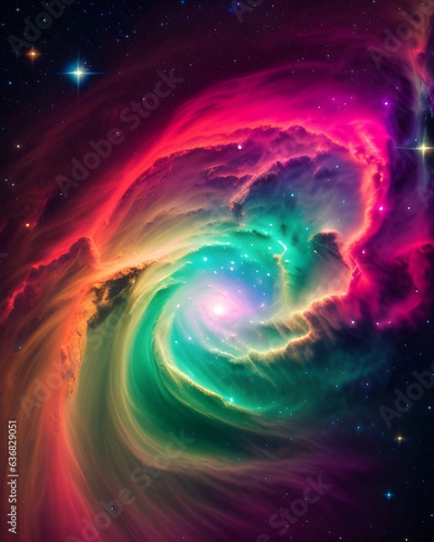 Fototapeta Colorful space with nebula, detailed