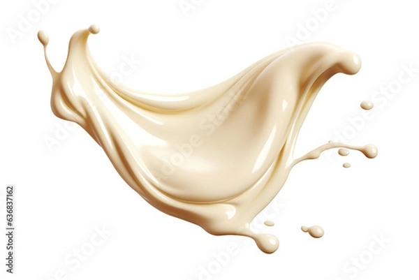 Obraz White chocolate wave splash. Cutout on Transparent
