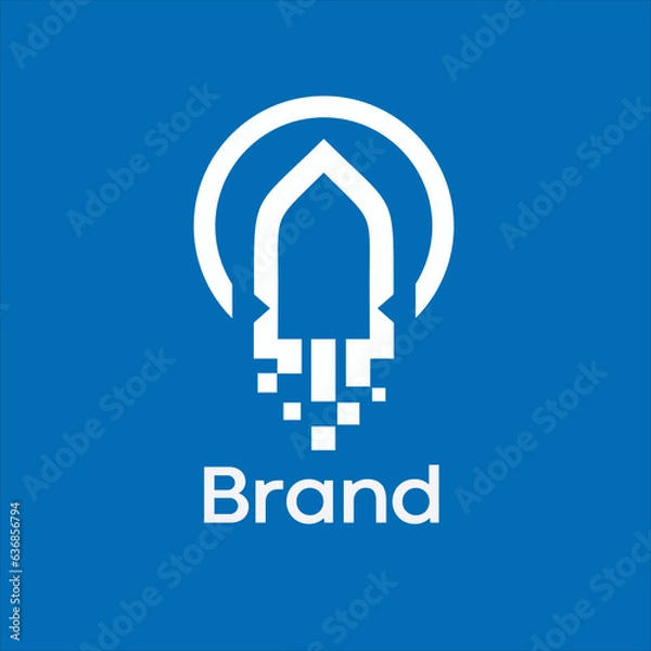 Obraz Rocket Pixel Tech Logo Design