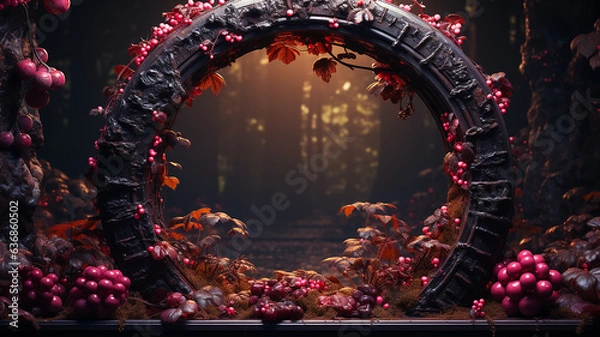 Obraz wild berries background podium presentation product arch