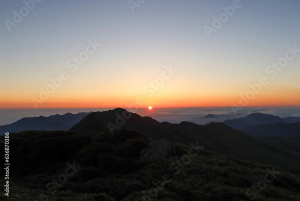 Obraz 笹ヶ峰山頂からの朝焼けと日の出