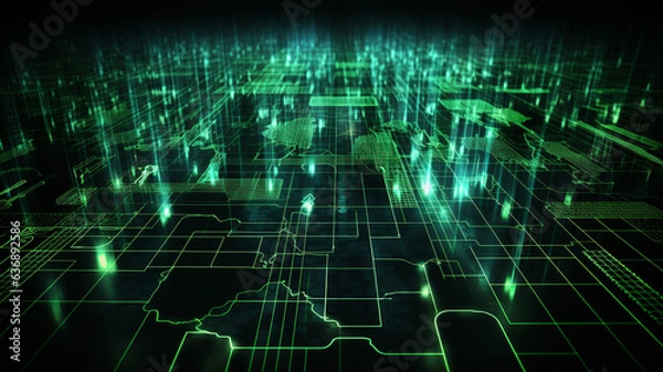 Fototapeta Abstract technology digital line electronic network data innovation concept background.