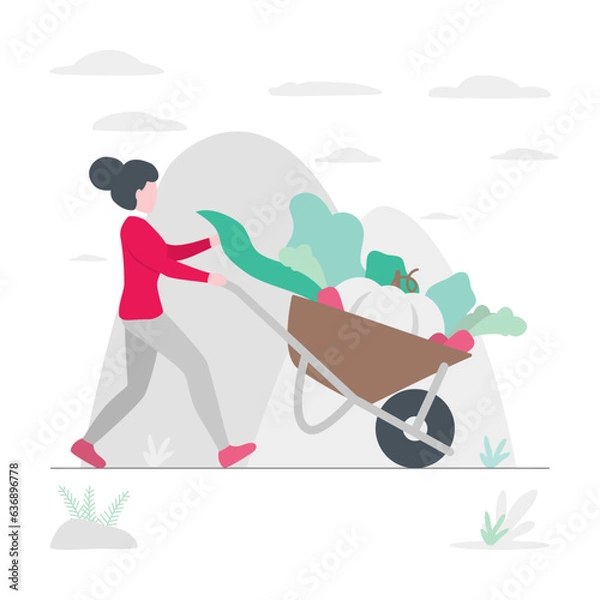 Obraz Harvesting - gray background with bright people