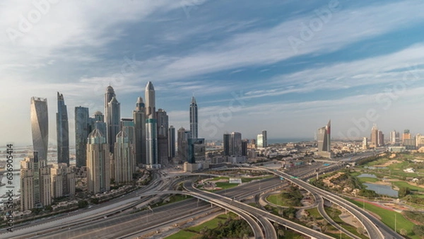 Fototapeta Dubai Marina highway intersection spaghetti junction all day timelapse