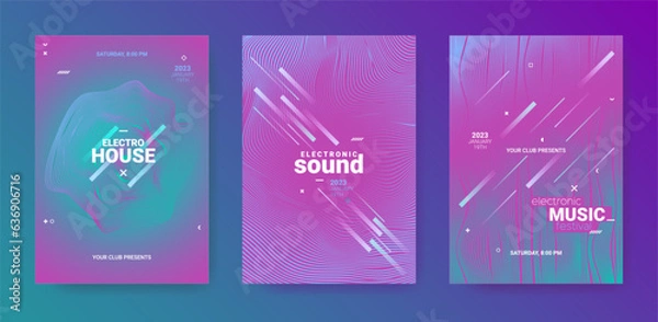 Obraz Abstract Music Poster. Electro Party Flyer. Vector Edm Background.