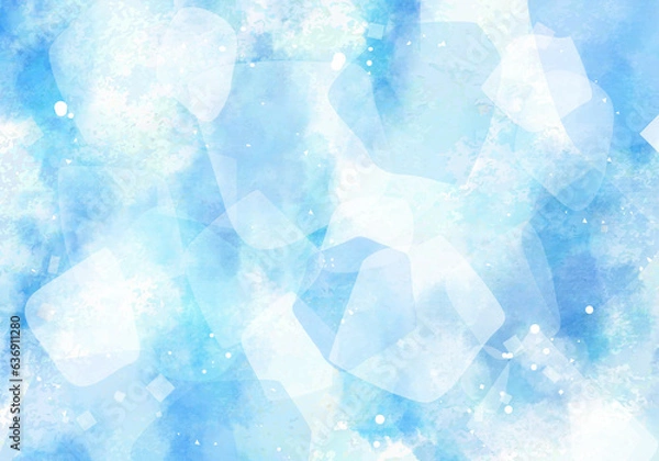 Fototapeta 冷たさをイメージした水彩背景素材　氷　ソーダ　サイダー　横