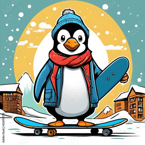 Obraz penguin and snowman