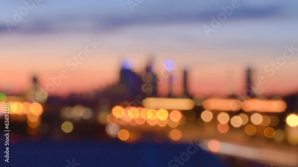Obraz Evening blurred cityscape with bokeh effect