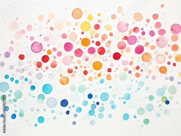 Fototapeta abstract image of colorful watercolor dots on white. 