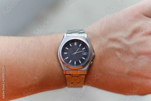 Fototapeta A chrome colored watch