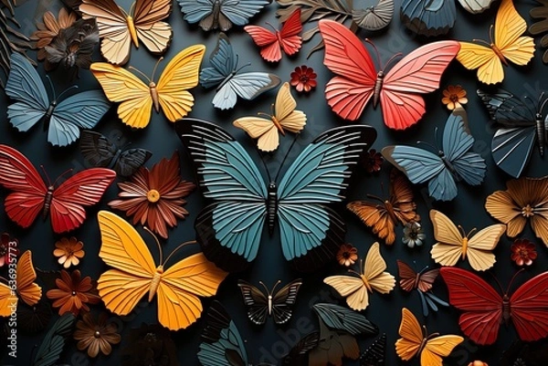 Fototapeta Pattern made of butterflies