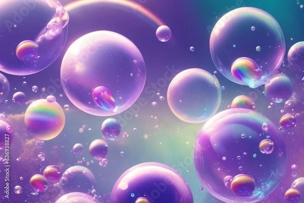 Fototapeta realistic style soap bubbles background