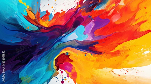 Obraz カラフルな絵の具で描いたようなグラフィックデザイン用背景
