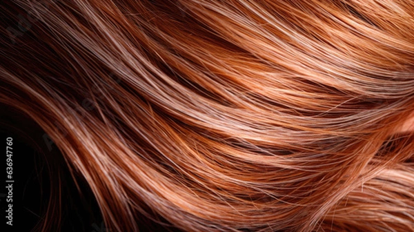 Fototapeta Beautiful healthy shiny hair texture with highlighted streaks.  Generative Ai