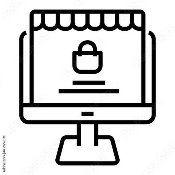 Fototapeta online shopping outline icon