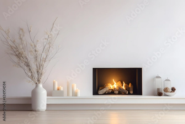 Obraz A warm and inviting fireplace with crackling flames