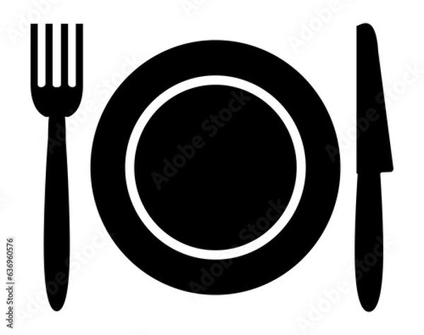 Obraz Cutlery symbol illustration, black on white background