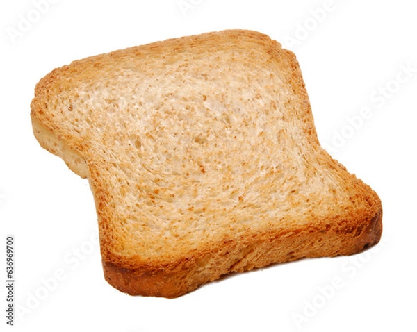 Fototapeta Slice of toasted bread isolated on transparent layered background.