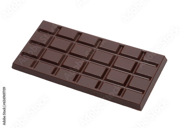 Fototapeta Dark chocolate bar isolated on transparent layered background.