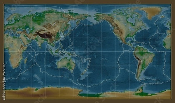 Obraz Tectonic plates. Physical. Patterson Cylindrical projection 180
