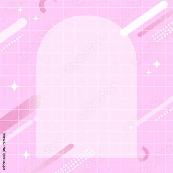 Obraz 【ピンク】幾何学模様背景・メンフィスのフレームパターン素材

