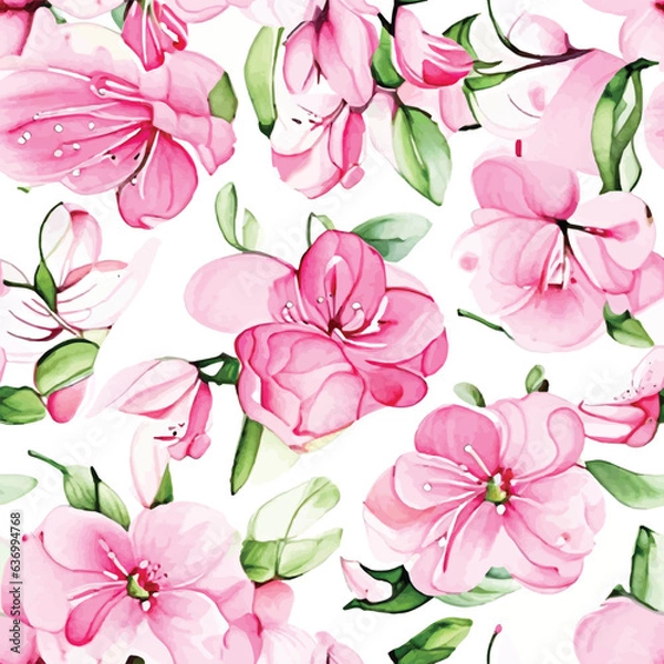 Fototapeta Watercolor flowers seamless pattern 