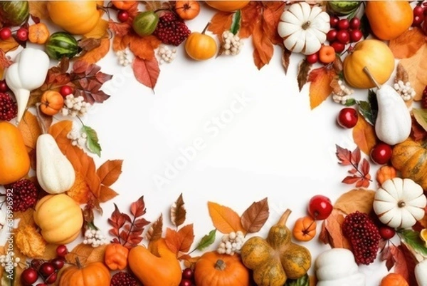 Obraz Autumn background with pumpkins. Thanksgiving, fall, halloween greeting card, invitation concept
