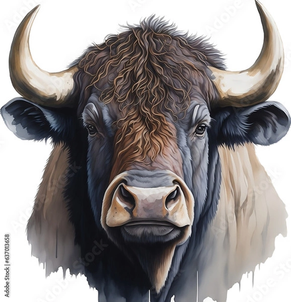 Obraz buffalo head 2 line icon