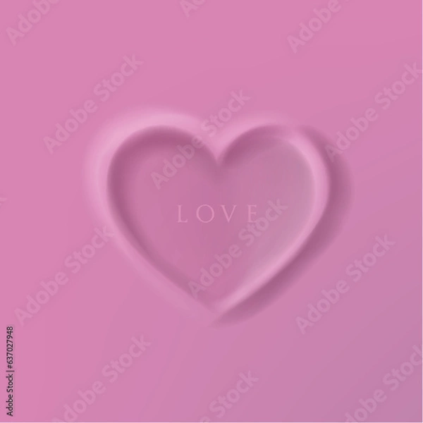 Fototapeta Abstract 3D pink heart shape background for love cosmetic products. Collection of luxury geometric background with copy space.