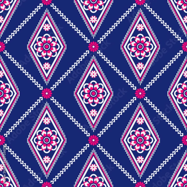 Fototapeta Geometric ethnic pattern seamless flower color. seamless pattern. Design for fabric,curtain,background,carpet,wallpaper,clothing,wrapping,Batik,mandalas,fabric,Vector illustration. pattern style.