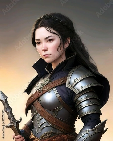 Obraz Female warrior wearing army armor