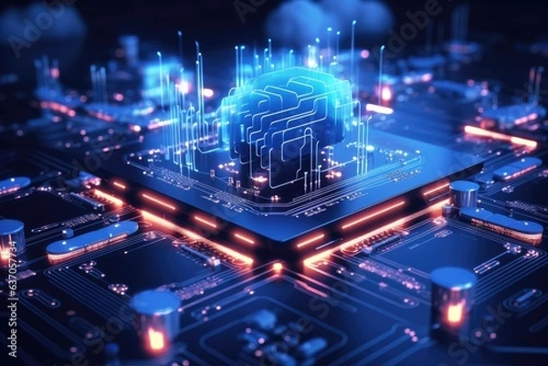 Obraz Cloud computing transfer big data on internet. futuristic digital technology .Generative AI