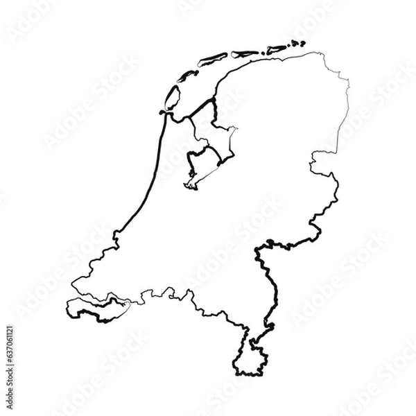Obraz Hand Drawn Lined Netherlands Simple Map Drawing