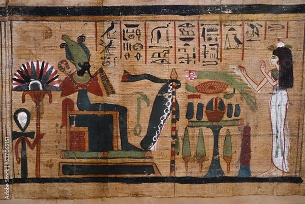 Obraz ancient egyptian hieroglyphics, papyrus painting
