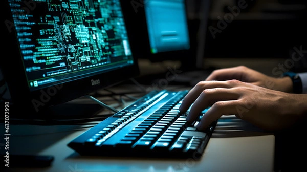 Fototapeta Capturing the Creative Logic of Coding Hands at Work