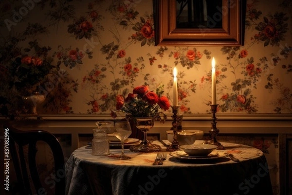 Obraz romantic candlelight dinner for two. 