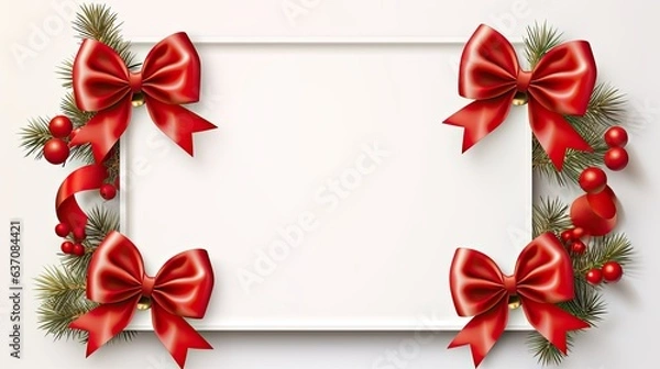 Fototapeta  christmas frame with fir branches and decorations