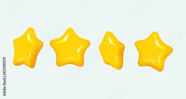 Fototapeta Set of realistic yellow stars with different positions. Yellow golden stars isolated. Realistic vector image