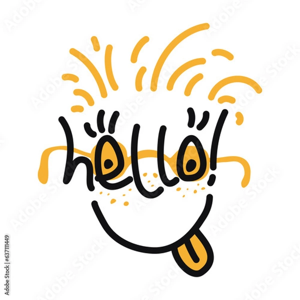 Fototapeta Hello t-shirt design with smiling face and sunglasses