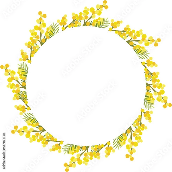 Obraz floral frame with a bouquet of yellow mimosa flowers