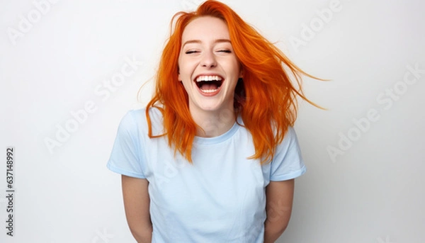 Fototapeta Portrait of a Red-Haired Woman (Generated with AI)