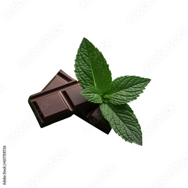 Fototapeta Fresh leaves of the Chocolate Mint herb placed against a transparent background