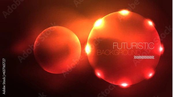 Fototapeta Circles with bright neon shiny light effects, abstract background wallpaper design